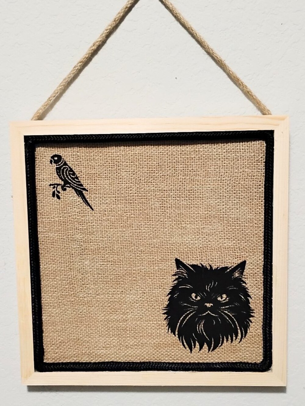 FANCY Persian Kitty Cat Heart Frame 12x12 Burlap Cork Board Decor Gift FREE Pins